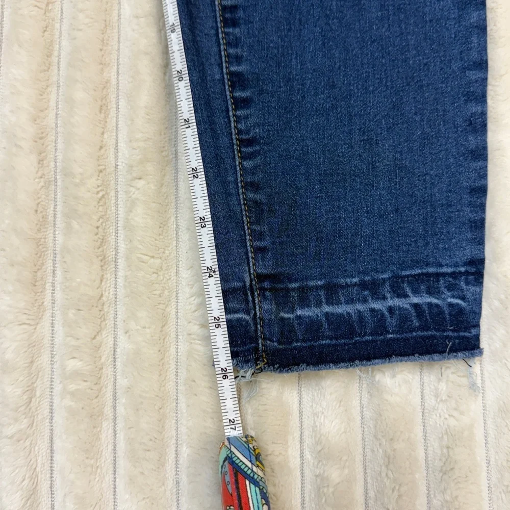Wax Jean: Junior Distressed Blue High Rise Skinny Jean, Raw Hem Ankle, Size 9